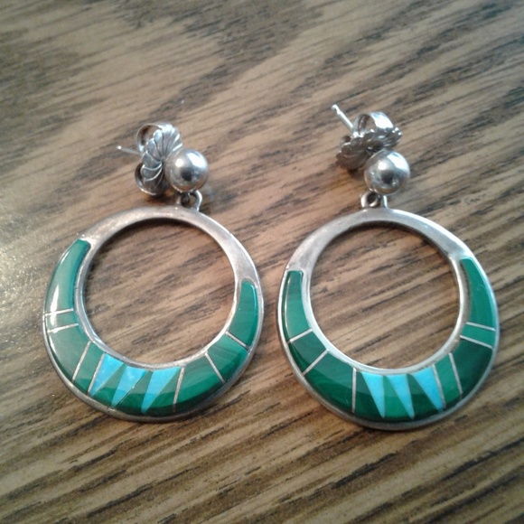 Jewelry - SOLD Native American Turquoise Malachite Earrings